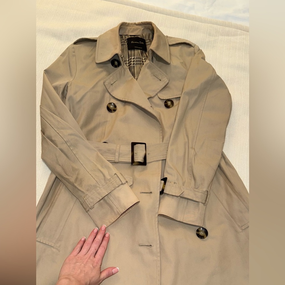 Massimo Dutti Beige Trench Coat with Belt